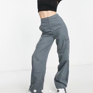 NWOT Lola May Tall tie cuff cargo pants in graphite